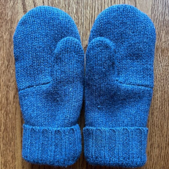 Felted Wool Handcrafted Mittens from Repurposed J Crew Sweater - Denim Heather - Picture 5 of 5